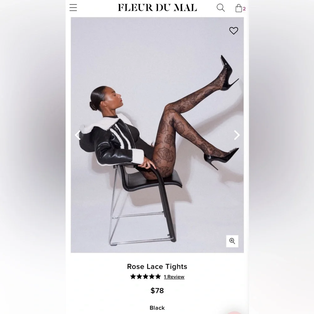 Fleur Du Mal Rose Lace Tights L